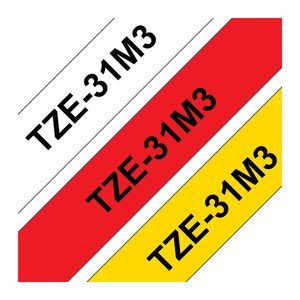 brother Schriftbänder TZe-31M3 TZE31M3, 12 mm, farbig sortiert, 3 St.