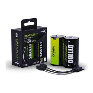 VERICO USB-Akkus mit Ladekabel LoopEnergy Mono D Li-Ion Mono D, 2 St.