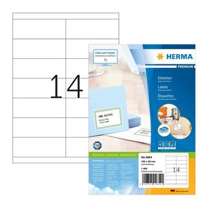 HERMA Etiketten 4654 weiß 105,0 x 39,0 mm, 100 Blatt