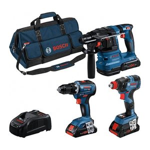 BOSCH Professional Profi Set Akku-Bohrhammer-Set, SDS-plus 18 V, 1,9 Joule, mit 3 Akkus