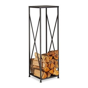 relaxdays Kaminholzregal 10022303_0 schwarz 34,0 x 34,0 x 111,5 cm