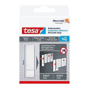 tesa Klebestreifen für max. 1,0 kg, 2,0 x 8,0 cm, 6 St.