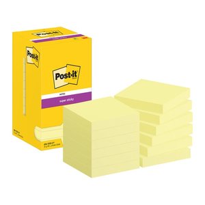 Post-it® Super Sticky Notes Haftnotizen extrastark 65412SY gelb, 12 Blöcke