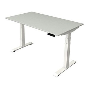 Kerkmann Move 4 elektrisch höhenverstellbarer Schreibtisch lichtgrau rechteckig, T-Fuß-Gestell weiß 140,0 x 80,0 cm