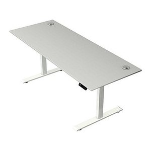 Kerkmann Move 2 Plus elektrisch höhenverstellbarer Schreibtisch lichtgrau rechteckig, T-Fuß-Gestell weiß 200,0 x 80,0 cm