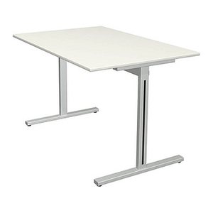 Kerkmann Form 1 Schreibtisch weiß rechteckig, T-Fuß-Gestell silber 120,0 x 80,0 cm