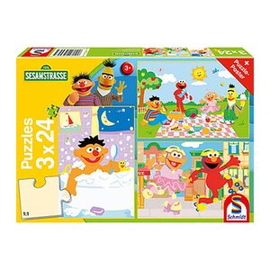 Schmidt Sesamstraße Sachen machen Puzzle, 3 x 24 Teile