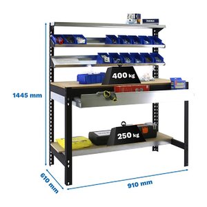 Simonrack Werkbank SIMONWORK BT1 BOX anthrazit 1 Schublade 91,0 x 61,0 x 144,5 cm