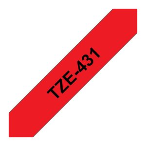 brother Schriftband TZe-431 TZE431, 12 mm, schwarz auf rot, 1 St.