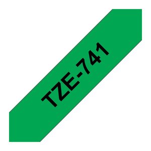 brother Schriftband TZe-741 TZE741, 18 mm, schwarz auf grün, 1 St.