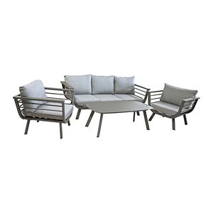 Garden Pleasure Loungegruppe ELIA hellgrau, dunkelgrau Metall, 14-teilig