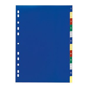 DURABLE Ordnerregister DIN A4 Vollformat 1-12 blau, gelb, rot, grün, grau 12-teilig, 1 Satz