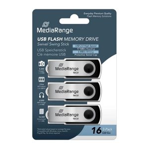 MediaRange USB-Sticks MR910-3 schwarz, silber 16 GB, 3 St.