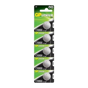 GP Knopfzellen CR2025 Lithium 3,0 V, 5 St.