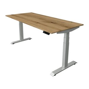 Kerkmann Move 4 elektrisch höhenverstellbarer Schreibtisch eiche rechteckig, T-Fuß-Gestell silber 180,0 x 80,0 cm