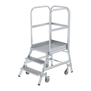 MUNK Podestleiter 50103 fahrbar silber 3 Stufen, H: 172,0 cm