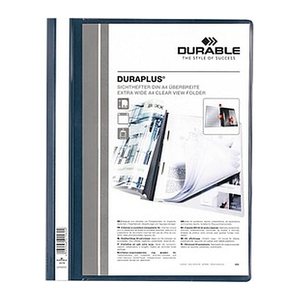 DURABLE Präsentationshefter DURAPLUS Kunststoff dunkelblau DIN A4 überbreit, 25 St.