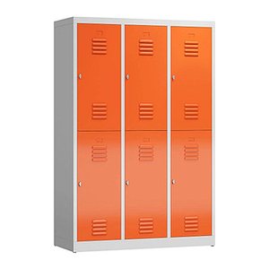 ClassiX Spind feuerrot, lichtgrau X-523234, 6 Schließfächer 118,5 x 50,0 x 180,0 cm