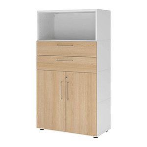 HAMMERBACHER Regalschrank FlexWall, VFW48K2KG/W/E/BS weiß, eiche 80,0 x 40,0 x 145,0 cm, 1 St.