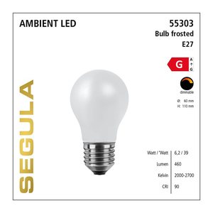 SEGULA LED Glühlampe Ambient matt E27 6,2W 2000-2700K dimm