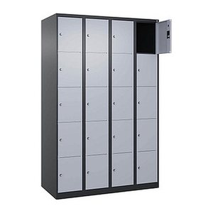 CP Schließfachschrank Classic Plus schwarzgrau, weißaluminium 080000-405 S10018, 20 Schließfächer 120,0 x 50,0 x 185,0 cm