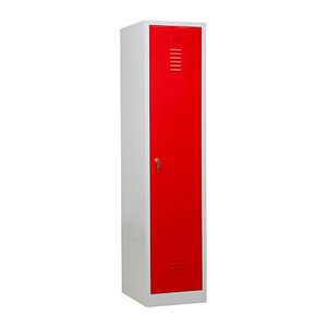 Gürkan Spind lichtgrau, feuerrot 104914, 1 Schließfach 40,0 x 50,0 x 180,0 cm