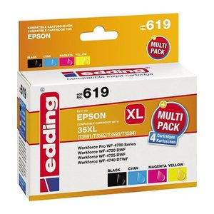 edding EDD-619 schwarz, cyan, magenta, gelb Druckerpatronen kompatibel zu EPSON 35XL / T3596XL, 4er-Set