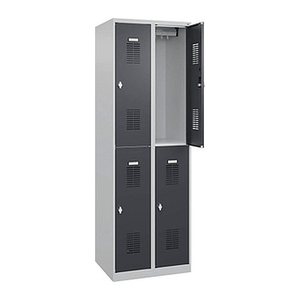 CP Spinde Basic Plus anthrazitgrau, lichtgrau 088355-20 S10001, 4 Schließfächer 60,0 x 50,0 x 185,0 cm