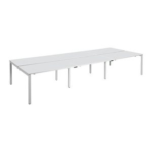 PAPERFLOW easyDesk Doppelschreibtisch weiß rechteckig, 4-Fuß-Gestell weiß 420,0 x 166,0 cm