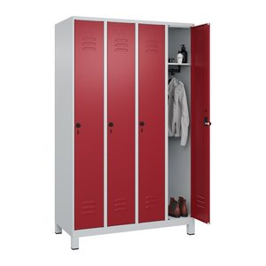 CP Spind Classic Plus lichtgrau, rubinrot 080010-40 S10001, 4 Schließfächer 120,0 x 50,0 x 195,0 cm