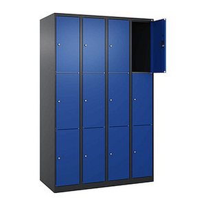 CP Schließfachschrank Classic Plus enzianblau, schwarzgrau 080000-403 S10033, 12 Schließfächer 120,0 x 50,0 x 185,0 cm