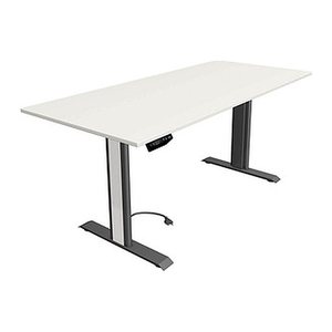 Kerkmann Move 1 advance elektrisch höhenverstellbarer Schreibtisch weiß rechteckig, T-Fuß-Gestell grau 180,0 x 80,0 cm