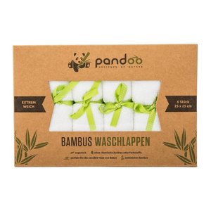 pandoo Waschlappen Bambus weiß 25,0 x 25,0 cm, 6 St.