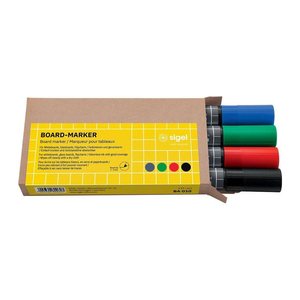 SIGEL Whiteboard- und Flipchart-Marker farbsortiert 2,0 - 3,0 mm, 4 St.