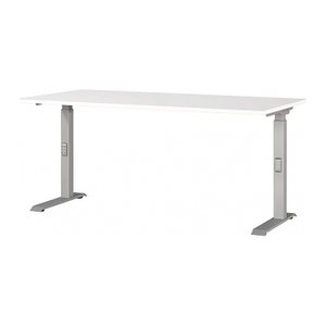 GERMANIA DOWNEY höhenverstellbarer Schreibtisch weiß rechteckig, C-Fuß-Gestell silber 160,0 x 80,0 cm