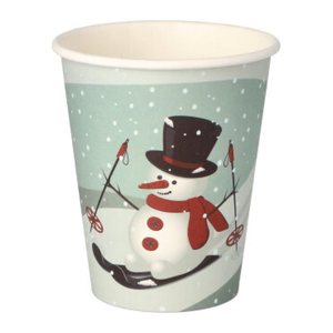 STARPAK Einweg-Trinkbecher Snowman mehrfarbig 0,2 l, 50 St.