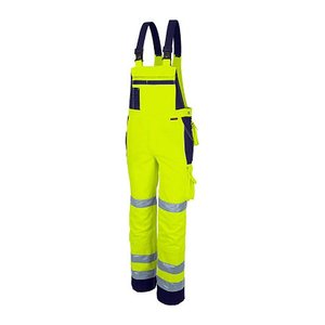 QUALITEX® unisex Warnschutz-Latzhose gelb, marine Größe 106