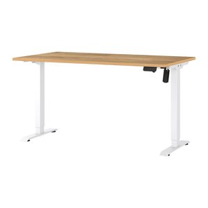 GERMANIA Boras höhenverstellbarer Schreibtisch navarra-eiche rechteckig, T-Fuß-Gestell weiß 140,0 x 80,0 cm