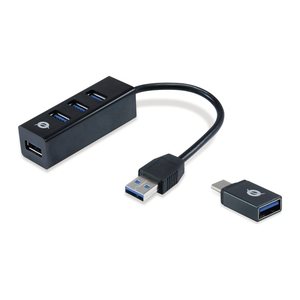 CONCEPTRONIC 4-Port Hub USB-A3.0/-C Adap.->4xA3.0 o.Netz. sw