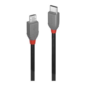 LINDY 3m USB 2.0 Typ C an Micro-B Kabel, Anthra Line