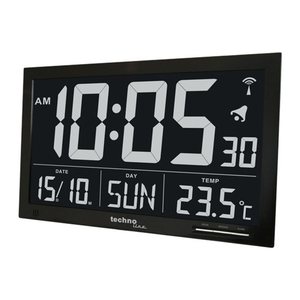 TechnoLine® digitale Funkwanduhr WS 8007 schwarz Aluminium 36,8 x 22,8 cm