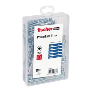 fischer Holzbauschrauben-Sortiment Meisterbox - PowerFast II SK TG 562274 4,5/5 mm x 45/50/70/80/100 mm