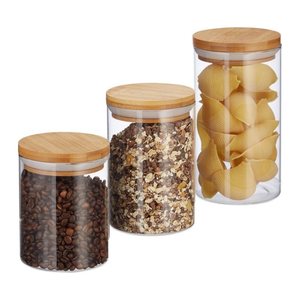relaxdays Vorratsdosen-Set transparent 0,5/0,7/1,0 l, 1 Set