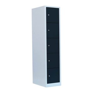 LÜLLMANN Schließfachschrank anthrazit, lichtgrau 523518, 5 Schließfächer 41,5 x 50,0 x 180,0 cm