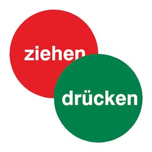 SafetyMarking® Hinweisaufkleber "Drücken + Ziehen" rund 10,0 cm, 1 St.