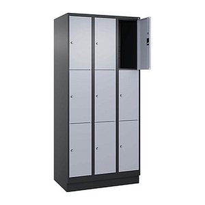 CP Schließfachschrank Classic PLUS schwarzgrau, weißaluminium 080020-303 S10013, 9 Schließfächer 90,0 x 50,0 x 195,0 cm