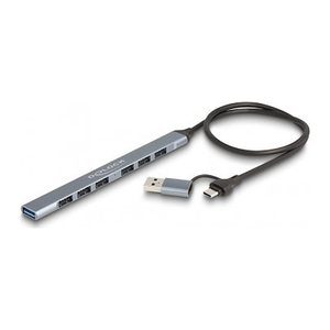 DELOCK 7 Port Slim USB Hub mit USB Type-C oder USB Typ-A