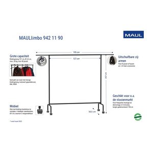 MAUL Rollgarderobe Limbo 9421190 schwarz Metall 151,0/220,0 x 156,0 cm, 1 St.
