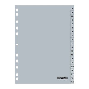 BRUNNEN Ordnerregister DIN A4 Vollformat A-Z grau 20-teilig, 1 Satz
