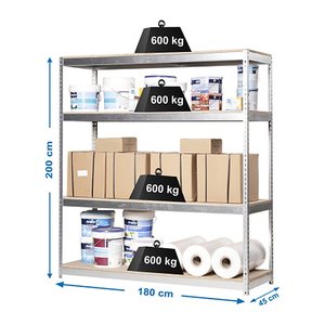 Simonrack Schwerlast-Weitspannregal SIMONFORTE CHIPBOARD 8435104925188 silber 180,0 x 45,0 x 200,0 cm